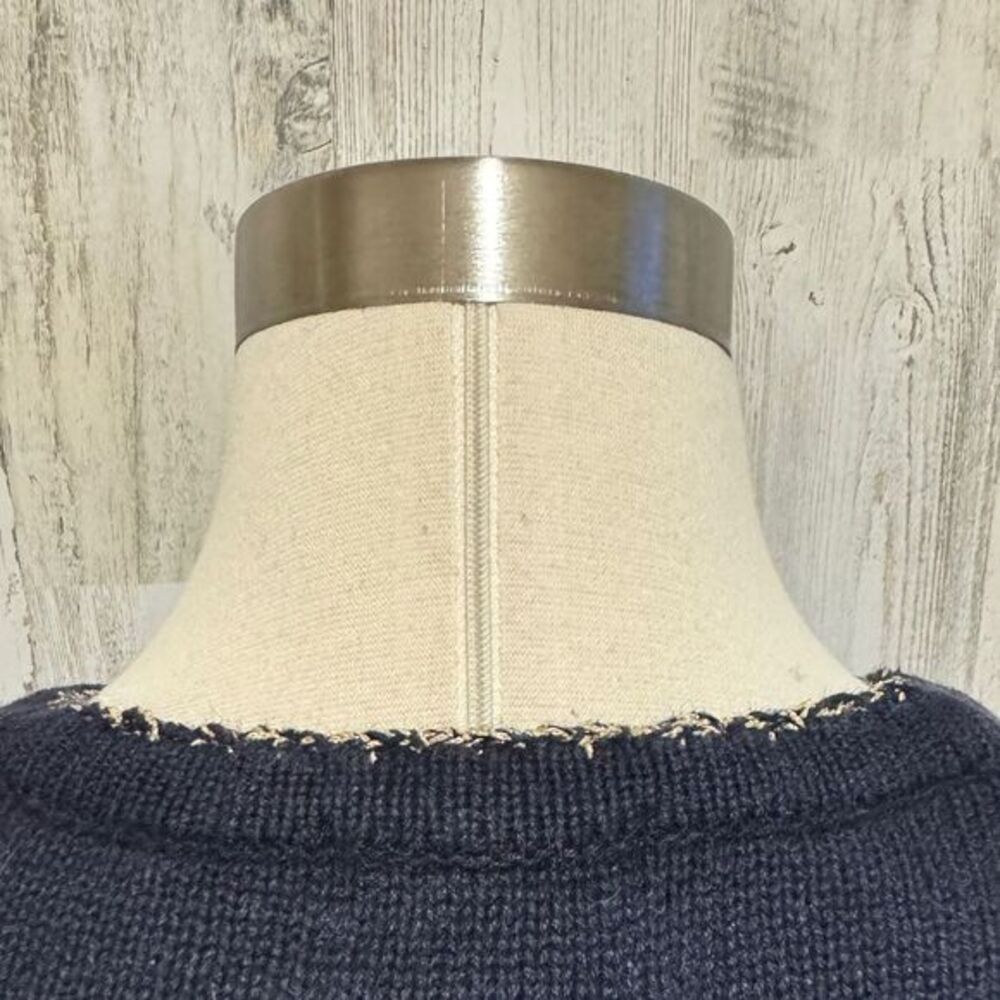 Vintage Navy Cardigan with Gold Leaf Accents - Picture 4 of 6